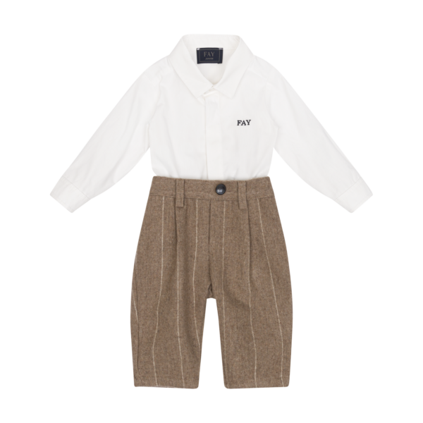 Completo neonato bianco e marrone