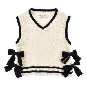 Gilet bambina crema e nero