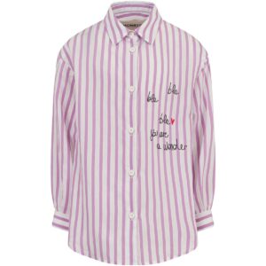 Camicia bambina bianca e lilla